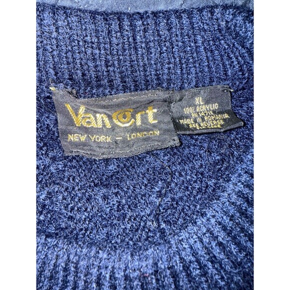 Vtg 1980s Van Cort Men’s XL Striped Blue Yellow Red Sweater Style 80s 90s - Picture 5 of 6